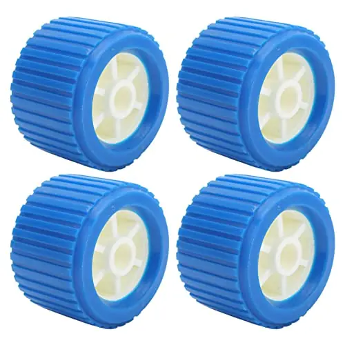 Trusted Brand 4PCS Blue Marine Ribbed Wobble Roller, 108x75x19mm, PP Material, High Temp Resistant, Boat Yacht Trailer Accessory