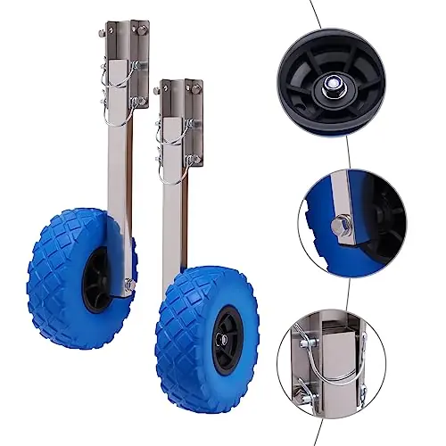 AKaSping 2PCS Boat Launching Wheels 10″ Stainless Steel Boat Transom Launching Wheel 617lbs Loading Capacity Inflatable Boat Launch Wheels Top Rated