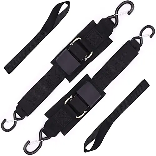 Boat Trailer Straps Transom Tie Down Straps with Latching Hooks and Soft Loop Accessories, Adjustable Safety Straps with Convenient Quick Release Buckle to Secure Transport Boat, Pontoon, Jet Ski, PWC Time-Limited