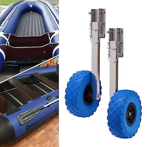 Boat Transom Launching Wheel Dolly, 300lb Load Transport Inflation Tires Wheel Stainless Steel Bracket for Inflatable Dinghy Yacht Tender Raft, 10” x 3 ” Solid Tires Size Reduced Price