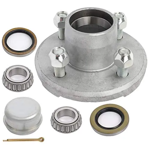 Fresh Stock ECCPP Boat Trailer Hub Kit 4 Bolt 1 L44643 Silver Tapered Spindle Galvanized 2,000 Lbs Axle Kit