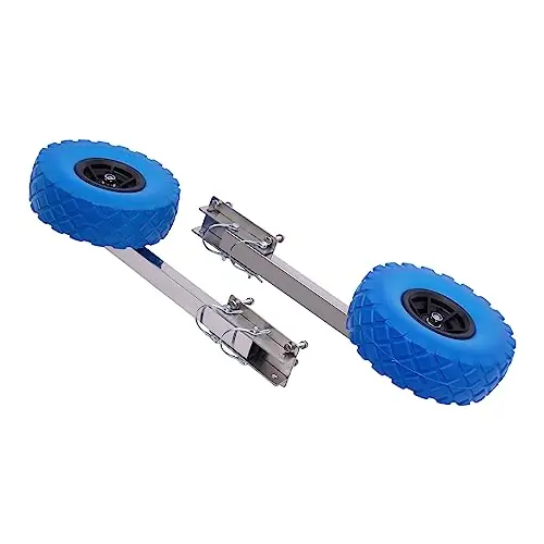 GDNTMU Inflatable Boat Trailer Wheel Rubber Tires Stainless Steel Frame Plastic 9.84in, Stainless Steel Boat Transom Launching Wheel for Inflatable Boat, Dinghy Inflatable Boats Quick Release Crafted