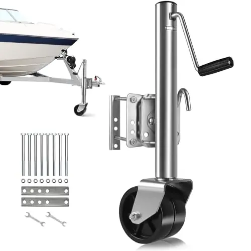 Buy Direct GIANTOOL 2000 lb Boat Trailer Jack,Heavy-Duty Trailer Jack,10’’ Lift Bolt-on Trailer Tongue Jack with 6 Inch Dual Wheel for RV Trailer,Utility Trailer,Tongue Swing-Back Boat,Horse Trailer