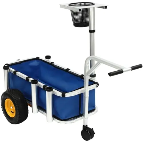 HaroldDol Outdoor Aluminum Beach Fishing Cart with Tires and Front Wheel, Fishing Wagon, 176.4lbs Load Capacity Affordable