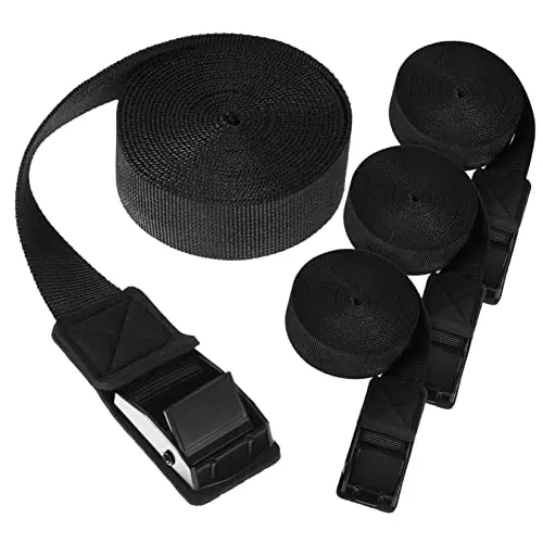 Homoyoyo 4 Pcs Kayak Straps Tie-Down Strap Luggage Bundling Belts Roof Luggage Carrier Tie Down Strap Roof Racks Buckle Straps Surfboard Strap Tie Straps Cable Tie Travel Metal Button Ski Price Drop