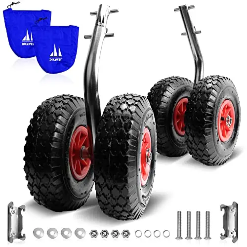 INKAWEY Launch Wheels for Boats – Inflatable Boat Launch Wheels Fits Any Transom Boat Dinghy Boat Jon Boat Free Returns
