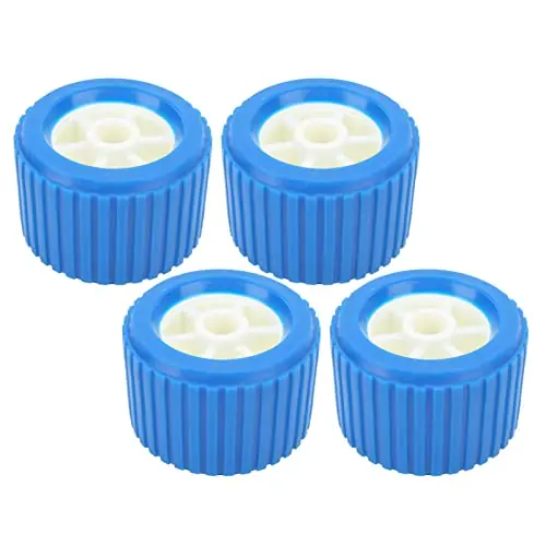 Jopwkuin Ribbed Wobble Rollers, High Temp Resistant Blue 75mm Wide 4PCS Trailer Wobble Roller Scratch Proof for Yachts Seasonal Sale