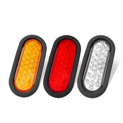 Ledvillage 6 Inch Oval 2 Red + 2 White + 2 Amber Tail Light 24 LED Turn Signal Reverse Backup Universal Truck Trailer 12V DC Buy Direct