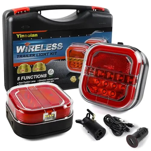 Magnetic Wireless LED Trailer Rear Lights Kit,Wireless Trailer Lights for Towing,2PCS Rechargeable Universal LED Tail Light Kit for Tow Truck Trailers, Caravans, Campers, RVs, Vans, Boats Genuine