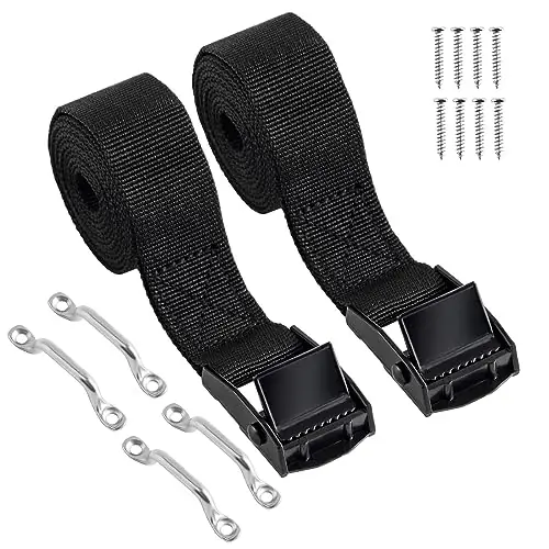 Editor’s Pick opiytou Battery Hold Down Straps 1″ x 4ft for Boats,Battery Tie Down with Cam Buckle,Stainless Steel Bracket and SS Screws Used for Cooler,Battery Box,Fuel Tank,Luggage Belt,RV and More