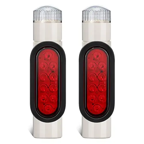 Partsam 2pcs Boat Trailer Guide on Post Pipe Light Set, IP67 Waterproof Boat Trailer Guide Pole Lights, Boat Trailer Turn Signal Brake Tail Lights 12V Popular