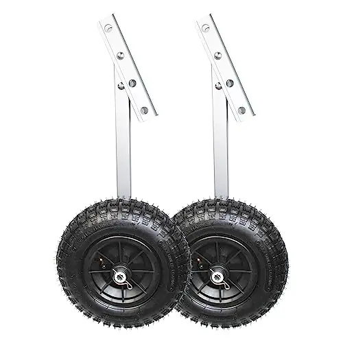 Seamax EZ Load Boat Launching Wheels Set for Inflatable Boat & Aluminum Boat, Support MAX 500Lbs Loading with 12″ Pneumatic Tire & 2 Height Position Free Delivery