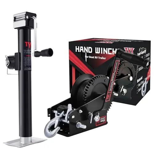 Best Choice TYT 3500LB Boat Trailer Winch & 2000lbs Weld-On Pipe-Mount Trailer Jack