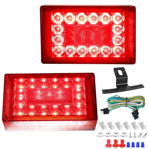 VINAUO 6″ LED Trailer Lights, Boat Trailer Lights, Trailer Lights LED Kit, 12V LED Boat Trailer Lights Submersible, Stop Turn Tail Brake Running Trailer Light Kit w/25ft Trailer Wire New Arrival