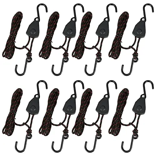 Price Drop WOPPLXY 8 Pcs Rope tie Downs, 1/8 Inch x 6 Ft Kayak Tie Down Straps Bow Stern, Adjustable Heavy Duty Rope Ratchet Tie Down for Kayak and Canoe Accessories