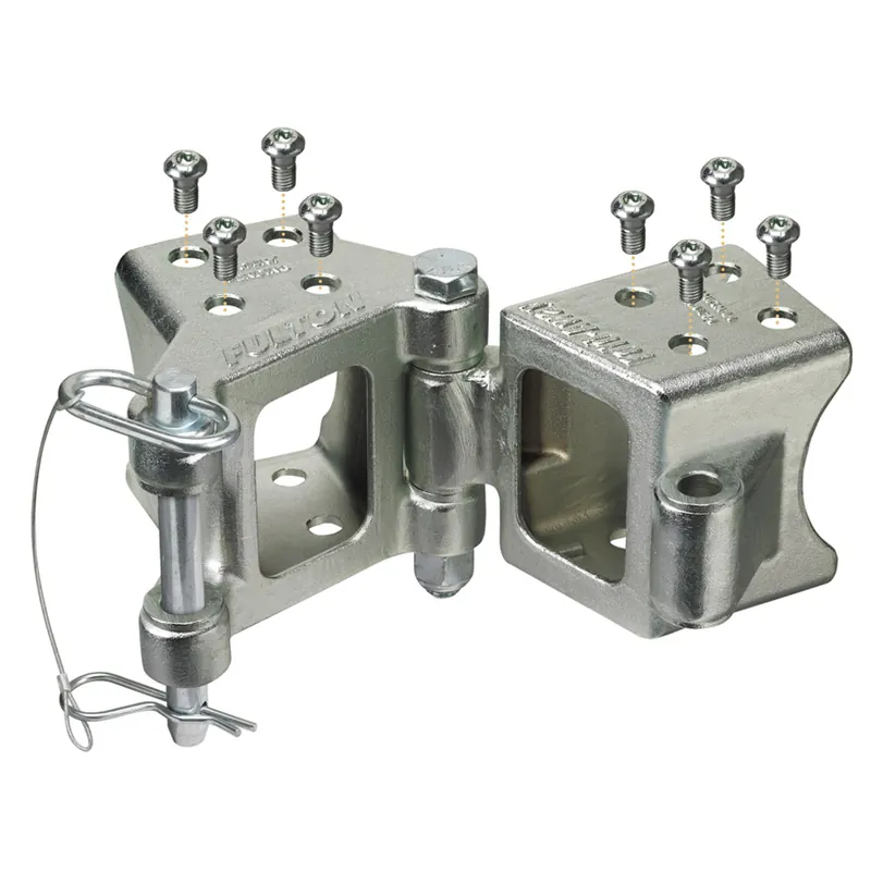 Exclusive Fulton Fold-Away Bolt-On Hinge Kit 3" X 3" Trailer Beam, Rating 5,000 Lbs., 48" Pivot, Z-Max 600 Zinc Finish