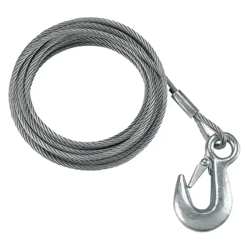 Viral Fulton 7-32" X 50' Galvanized Winch Cable And Hook - 5,600 Lbs. Breaking Strength