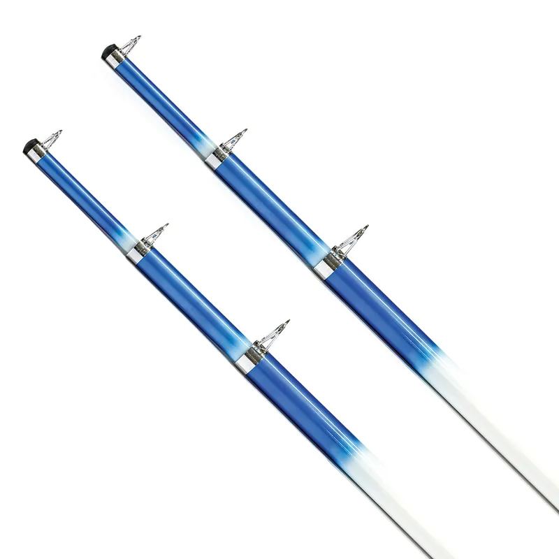 Mega Sale Tigress 15' Telescoping Fiberglass Outrigger Poles - 1-1-8" O.D. - White-Blue - Pair