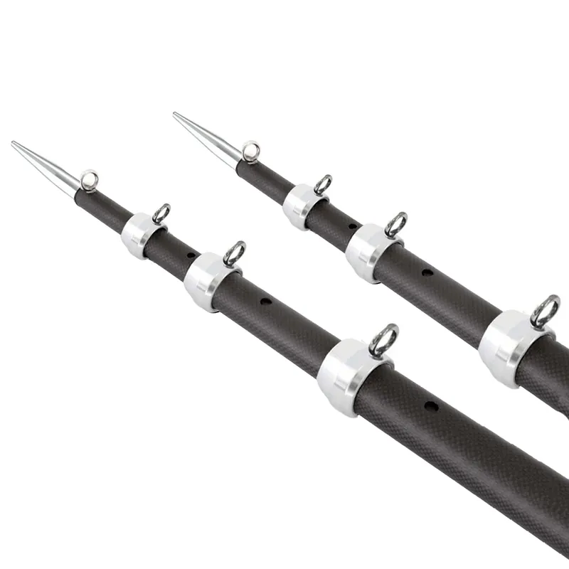 Tigress XD 3K Carbon Fiber Telescoping Outrigger Poles - 21' - Matte Black- Silver - Pair Clearance