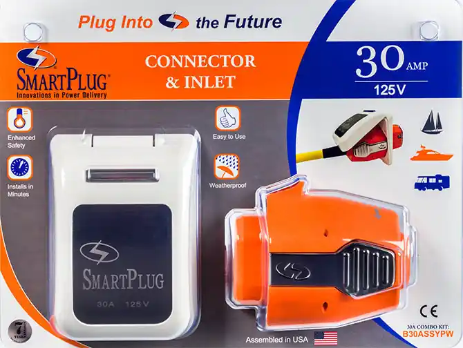 Grab Now SmartPlug 30A Female Connector & Non-Metallic Inlet w/White Cover