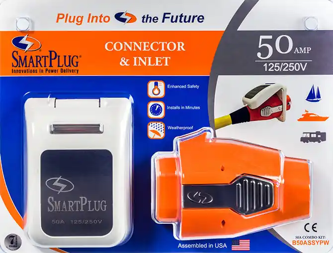 Discount SmartPlug 50A Female Connector & Non-Metallic Inlet w/White Cover