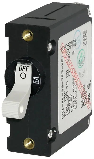 BSS A-Series Toggle Breaker White - Single Pole 5A Brand New